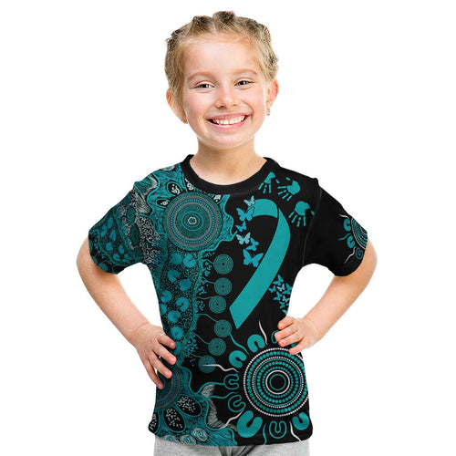 PTSD Awareness Personalised Kid T Shirt Aboriginal Ribbon Dot Painting