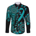 PTSD Awareness Personalised Long Sleeve Button Shirt Aboriginal Ribbon Dot Painting