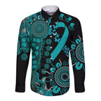 PTSD Awareness Personalised Long Sleeve Button Shirt Aboriginal Ribbon Dot Painting