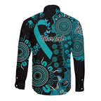 PTSD Awareness Personalised Long Sleeve Button Shirt Aboriginal Ribbon Dot Painting