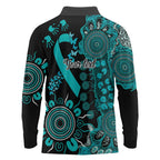PTSD Awareness Personalised Long Sleeve Polo Shirt Aboriginal Ribbon Dot Painting