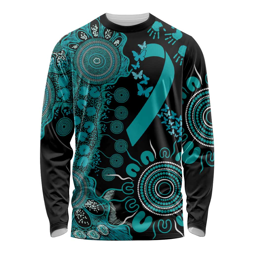 PTSD Awareness Personalised Long Sleeve Shirt Aboriginal Ribbon Dot Painting