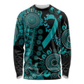 PTSD Awareness Personalised Long Sleeve Shirt Aboriginal Ribbon Dot Painting