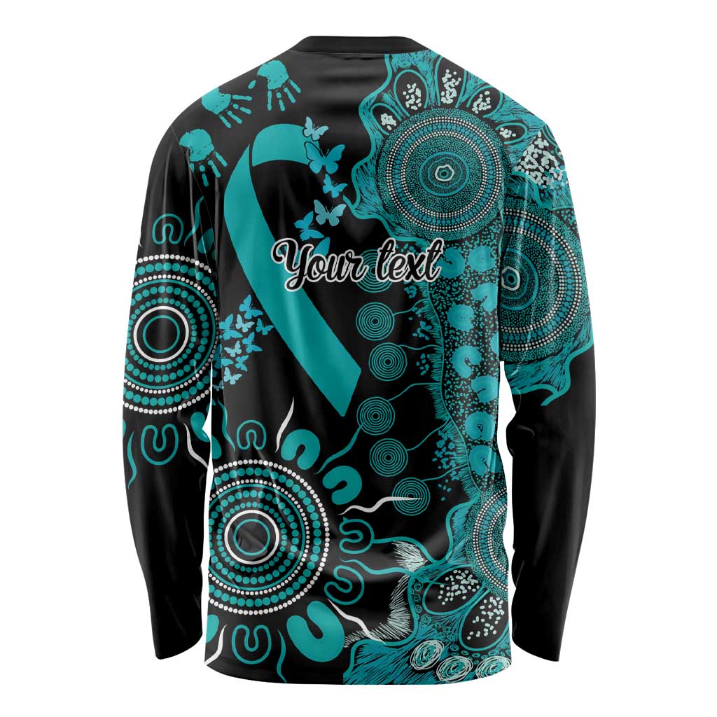 PTSD Awareness Personalised Long Sleeve Shirt Aboriginal Ribbon Dot Painting