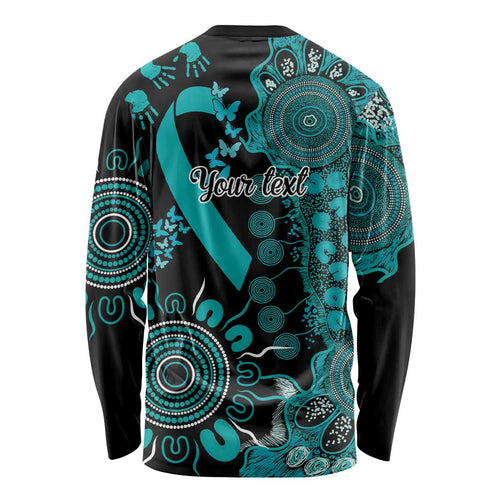 PTSD Awareness Personalised Long Sleeve Shirt Aboriginal Ribbon Dot Painting