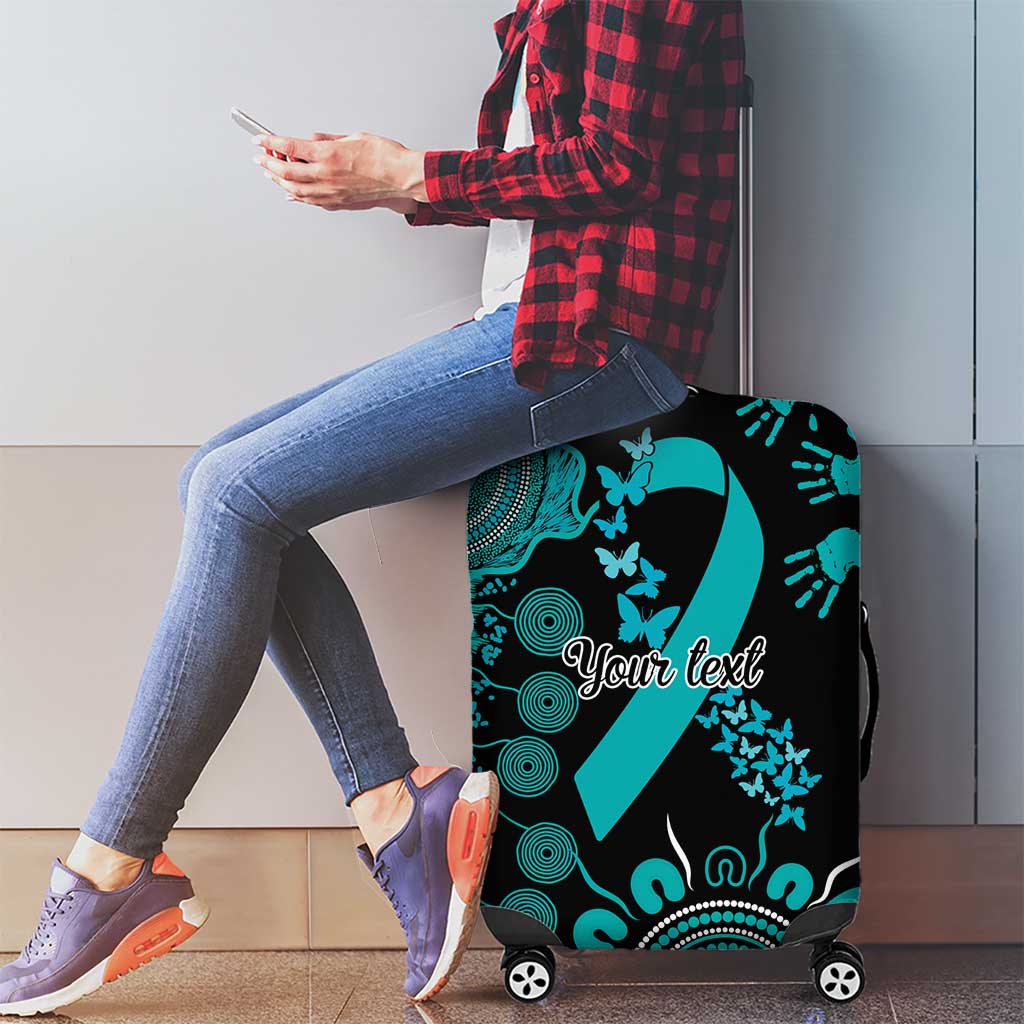 PTSD Awareness Personalised Luggage Cover Aboriginal Ribbon Dot Painting