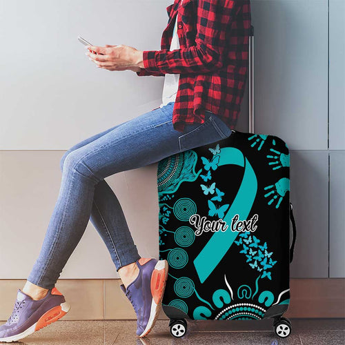 PTSD Awareness Personalised Luggage Cover Aboriginal Ribbon Dot Painting