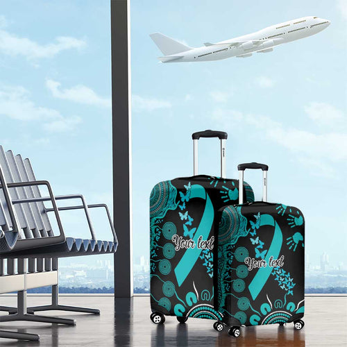 PTSD Awareness Personalised Luggage Cover Aboriginal Ribbon Dot Painting