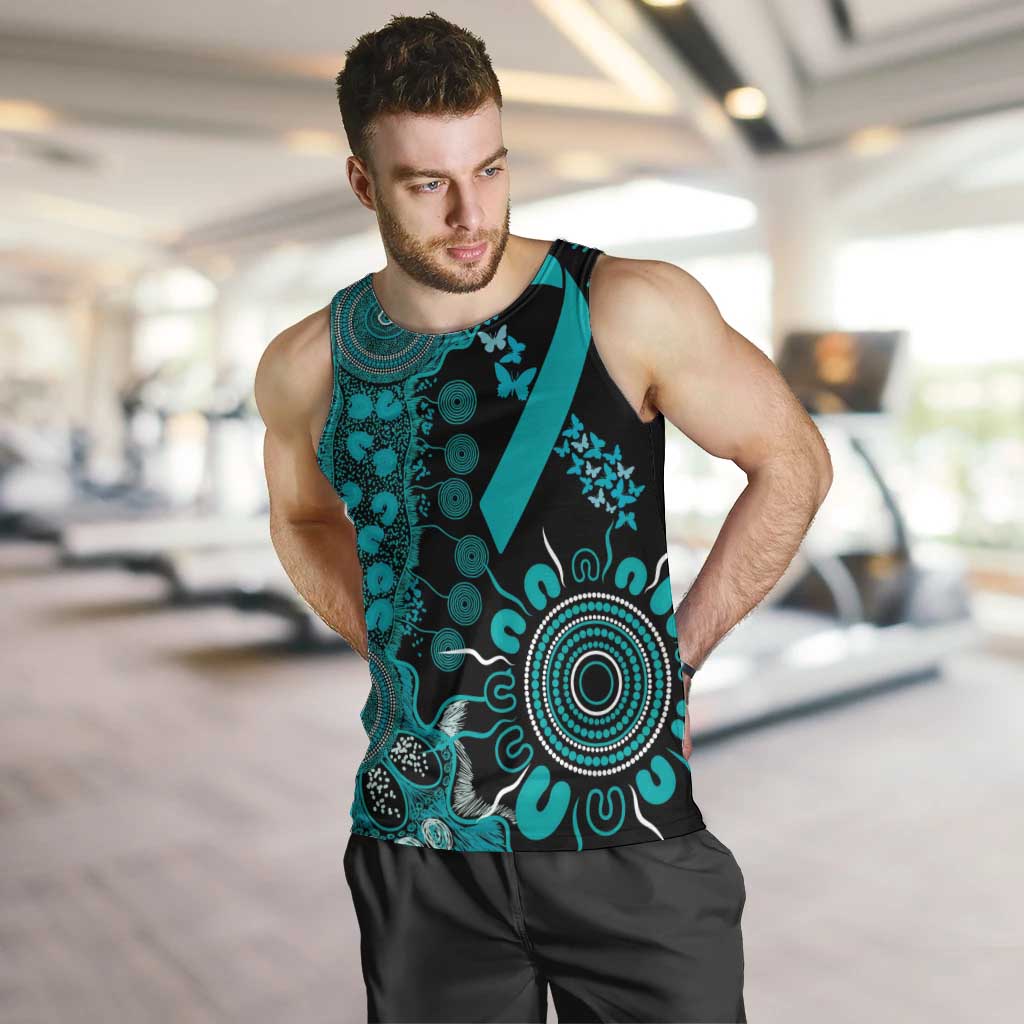 PTSD Awareness Personalised Men Tank Top Aboriginal Ribbon Dot Painting
