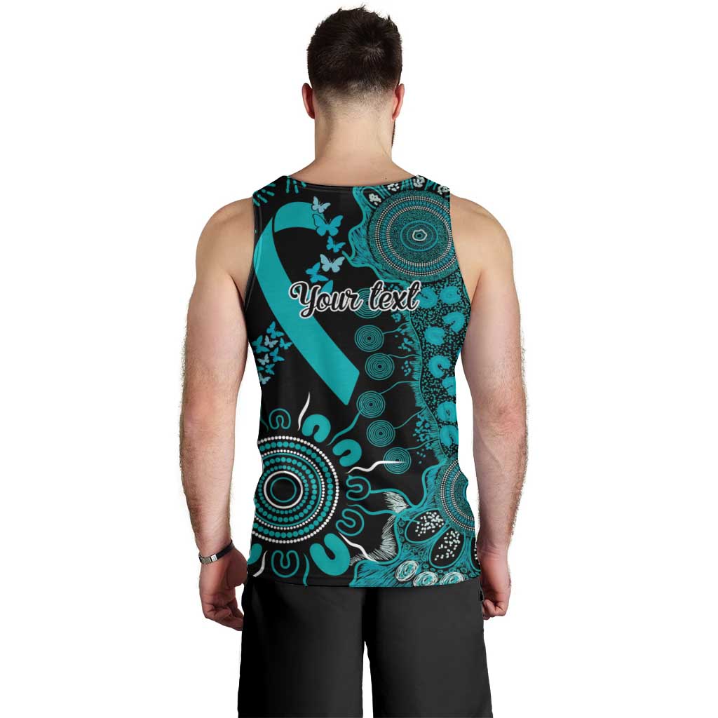 PTSD Awareness Personalised Men Tank Top Aboriginal Ribbon Dot Painting