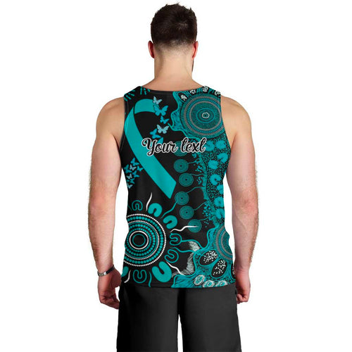 PTSD Awareness Personalised Men Tank Top Aboriginal Ribbon Dot Painting