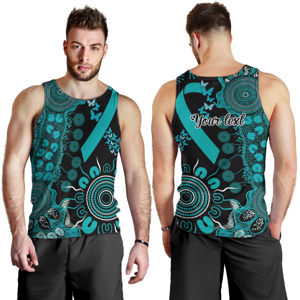 PTSD Awareness Personalised Men Tank Top Aboriginal Ribbon Dot Painting