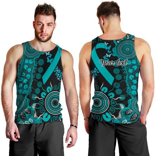 PTSD Awareness Personalised Men Tank Top Aboriginal Ribbon Dot Painting