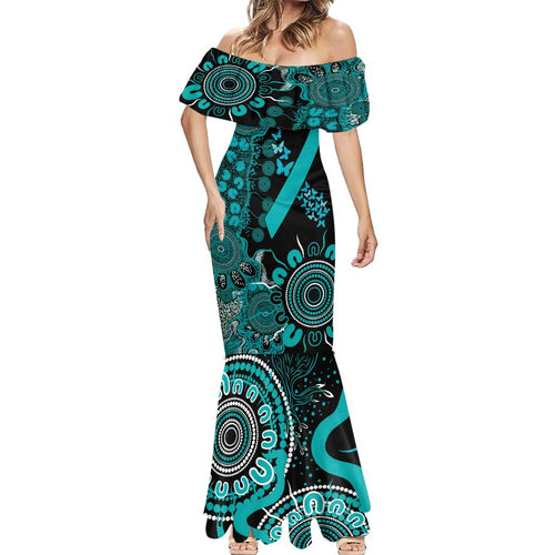 PTSD Awareness Personalised Mermaid Dress Aboriginal Ribbon Dot Painting