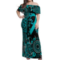 PTSD Awareness Personalised Off Shoulder Maxi Dress Aboriginal Ribbon Dot Painting