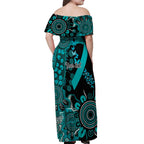 PTSD Awareness Personalised Off Shoulder Maxi Dress Aboriginal Ribbon Dot Painting