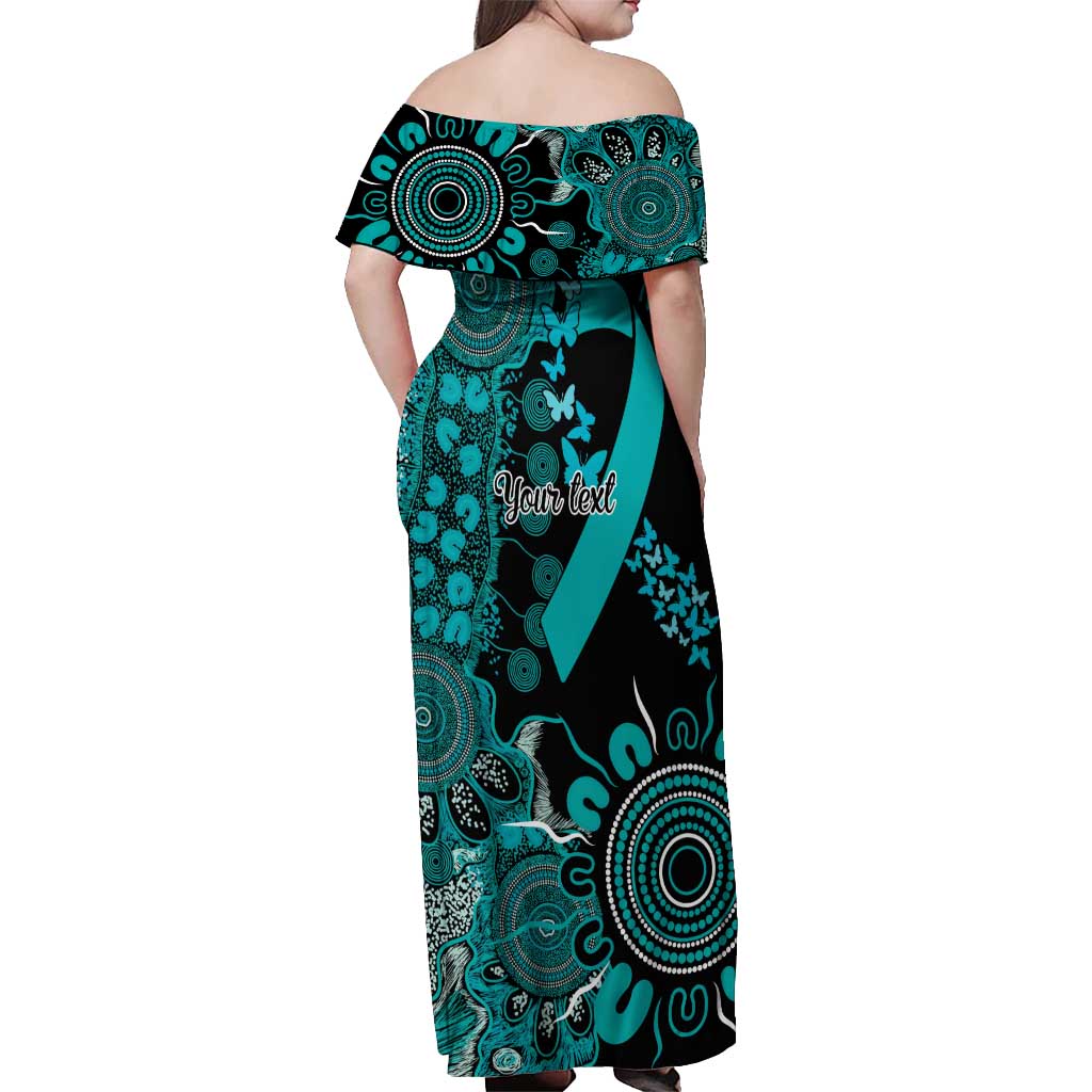 PTSD Awareness Personalised Off Shoulder Maxi Dress Aboriginal Ribbon Dot Painting