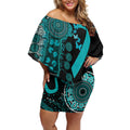PTSD Awareness Personalised Off Shoulder Short Dress Aboriginal Ribbon Dot Painting