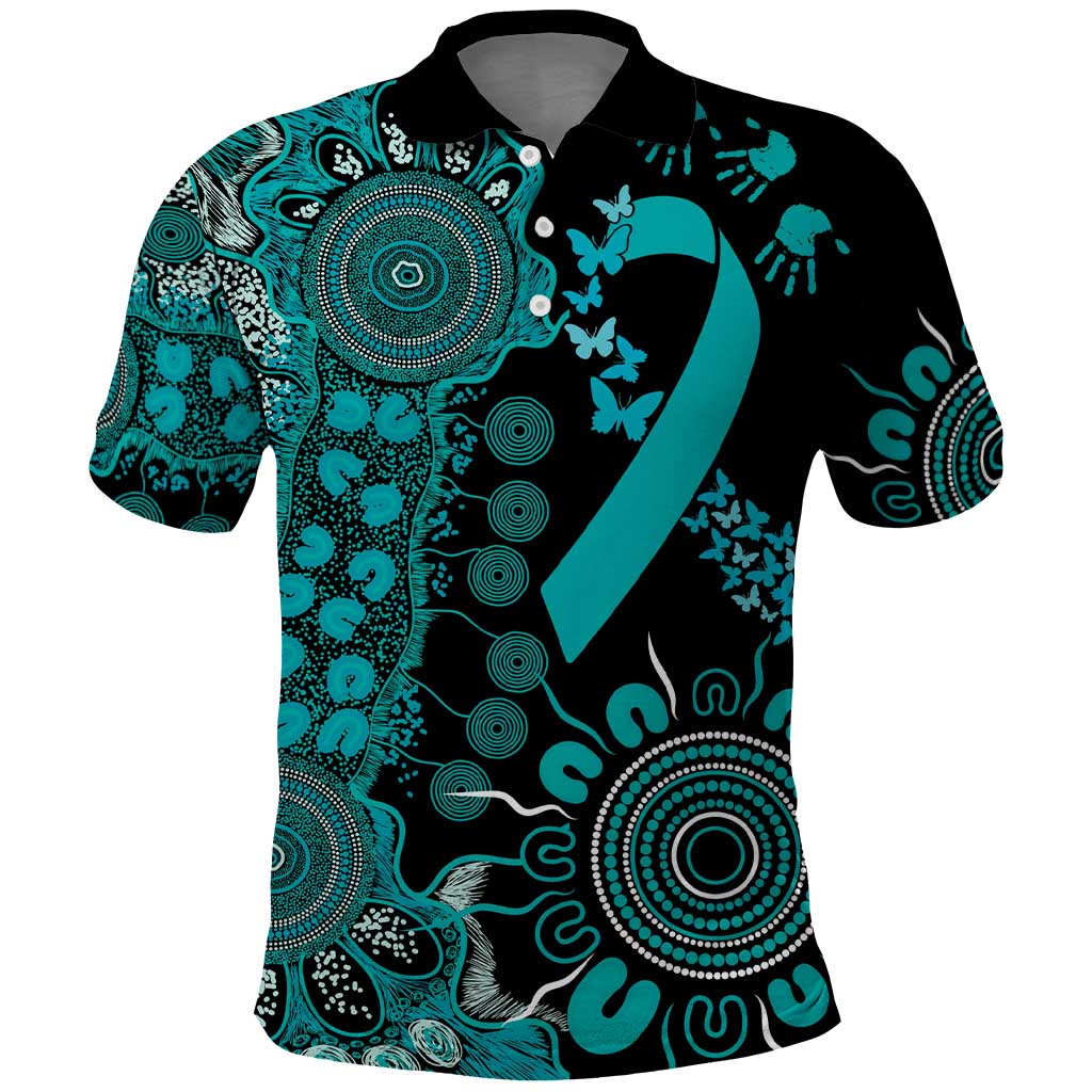 PTSD Awareness Personalised Polo Shirt Aboriginal Ribbon Dot Painting