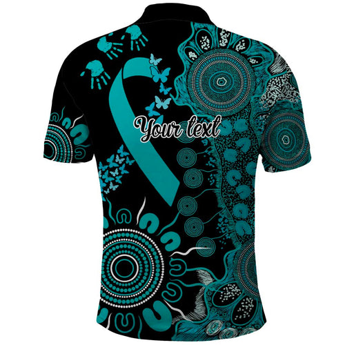 PTSD Awareness Personalised Polo Shirt Aboriginal Ribbon Dot Painting