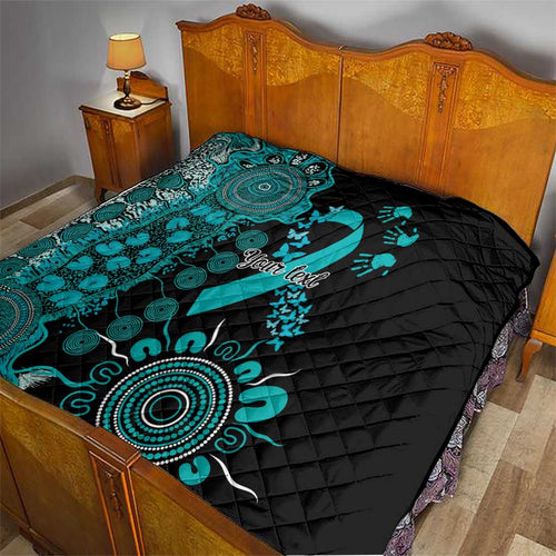PTSD Awareness Personalised Quilt Aboriginal Ribbon Dot Painting