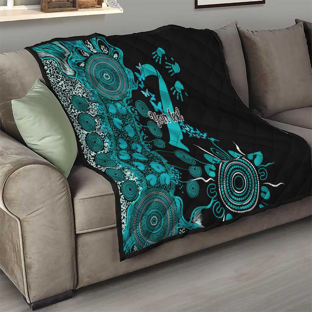 PTSD Awareness Personalised Quilt Aboriginal Ribbon Dot Painting
