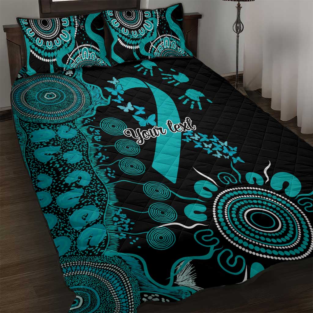 PTSD Awareness Personalised Quilt Bed Set Aboriginal Ribbon Dot Painting