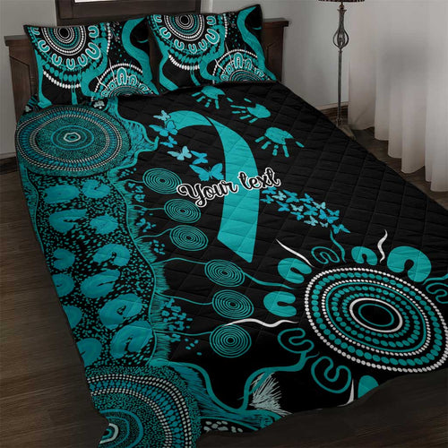 PTSD Awareness Personalised Quilt Bed Set Aboriginal Ribbon Dot Painting