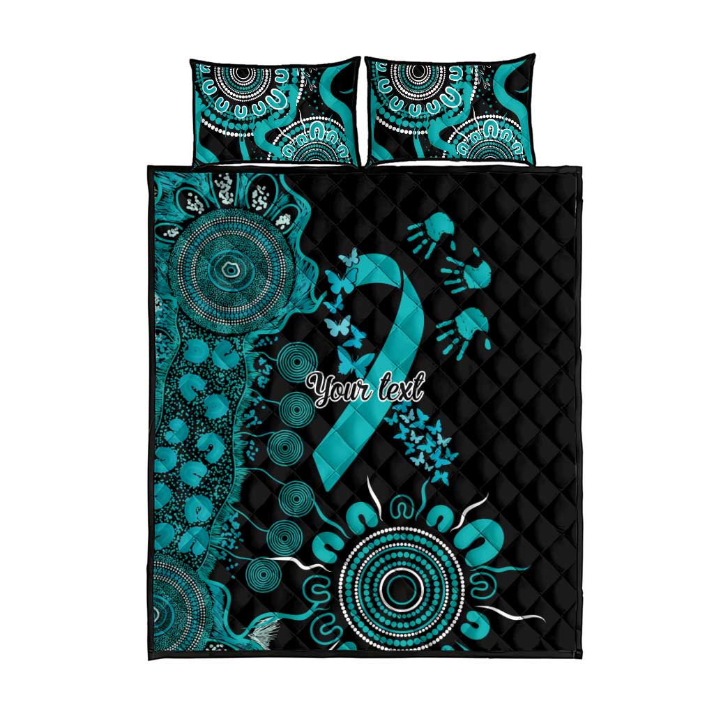 PTSD Awareness Personalised Quilt Bed Set Aboriginal Ribbon Dot Painting