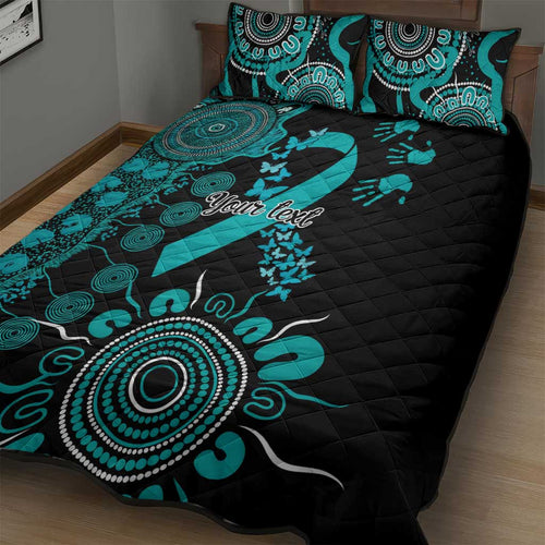 PTSD Awareness Personalised Quilt Bed Set Aboriginal Ribbon Dot Painting