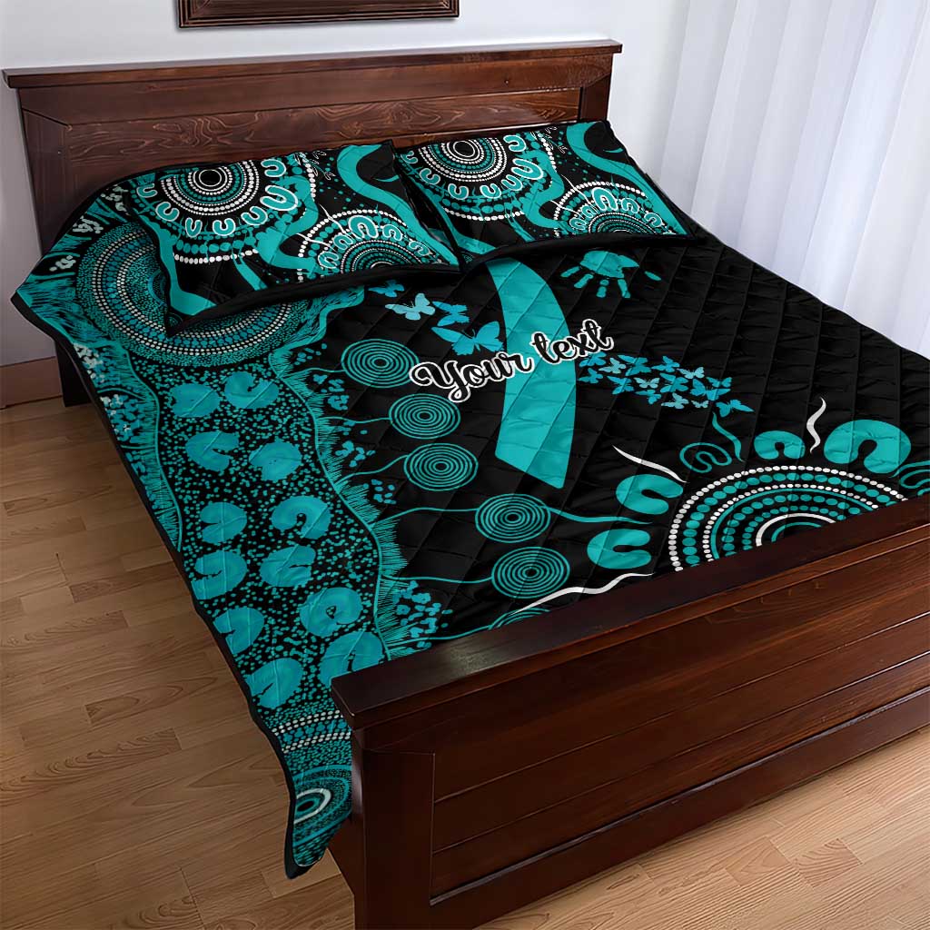 PTSD Awareness Personalised Quilt Bed Set Aboriginal Ribbon Dot Painting