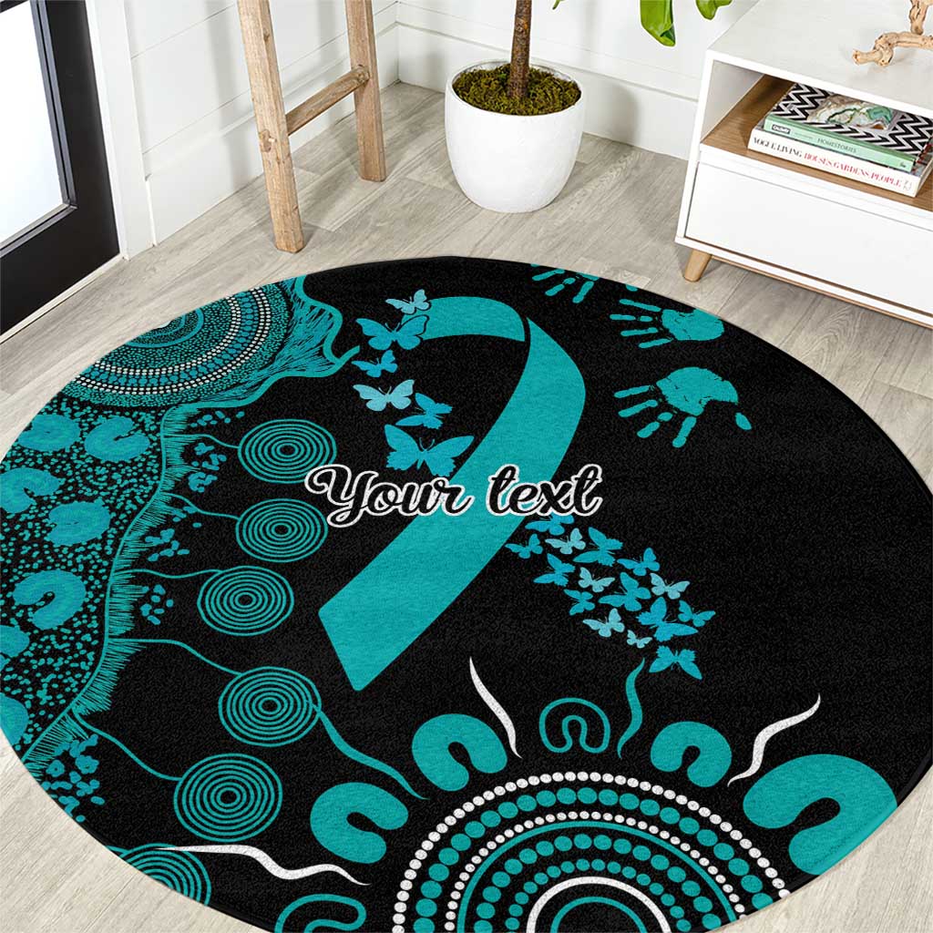 PTSD Awareness Personalised Round Carpet Aboriginal Ribbon Dot Painting