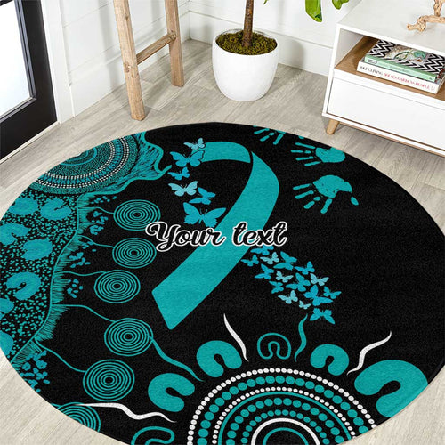PTSD Awareness Personalised Round Carpet Aboriginal Ribbon Dot Painting
