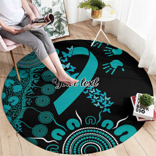 PTSD Awareness Personalised Round Carpet Aboriginal Ribbon Dot Painting