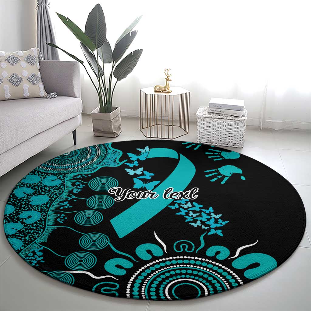 PTSD Awareness Personalised Round Carpet Aboriginal Ribbon Dot Painting