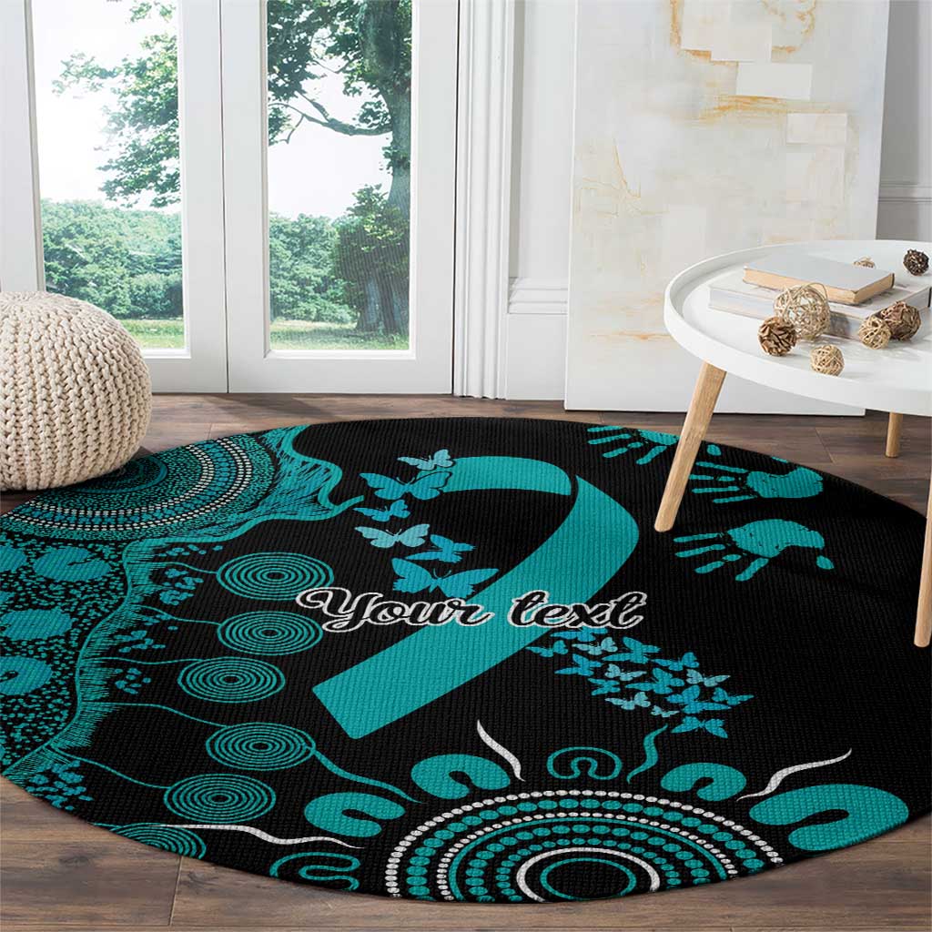 PTSD Awareness Personalised Round Carpet Aboriginal Ribbon Dot Painting