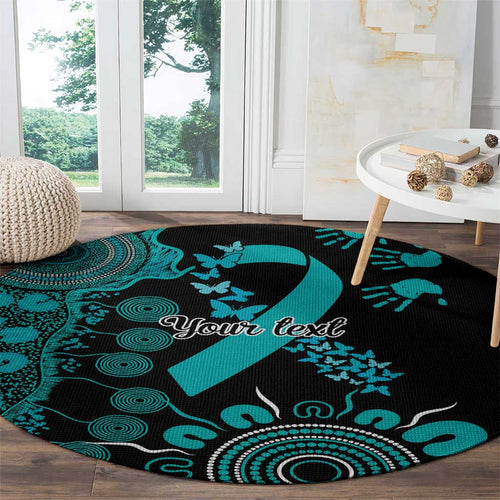 PTSD Awareness Personalised Round Carpet Aboriginal Ribbon Dot Painting
