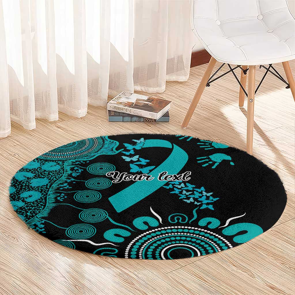 PTSD Awareness Personalised Round Carpet Aboriginal Ribbon Dot Painting