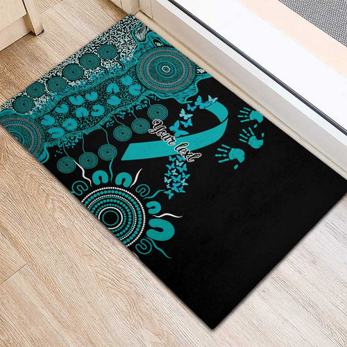 PTSD Awareness Personalised Rubber Doormat Aboriginal Ribbon Dot Painting