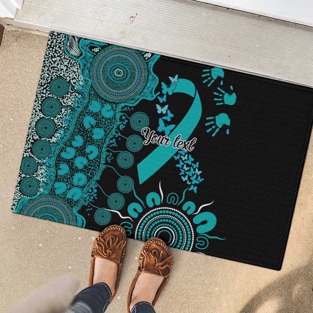 PTSD Awareness Personalised Rubber Doormat Aboriginal Ribbon Dot Painting
