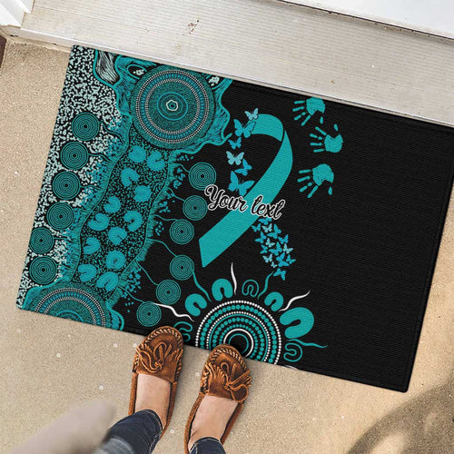 PTSD Awareness Personalised Rubber Doormat Aboriginal Ribbon Dot Painting