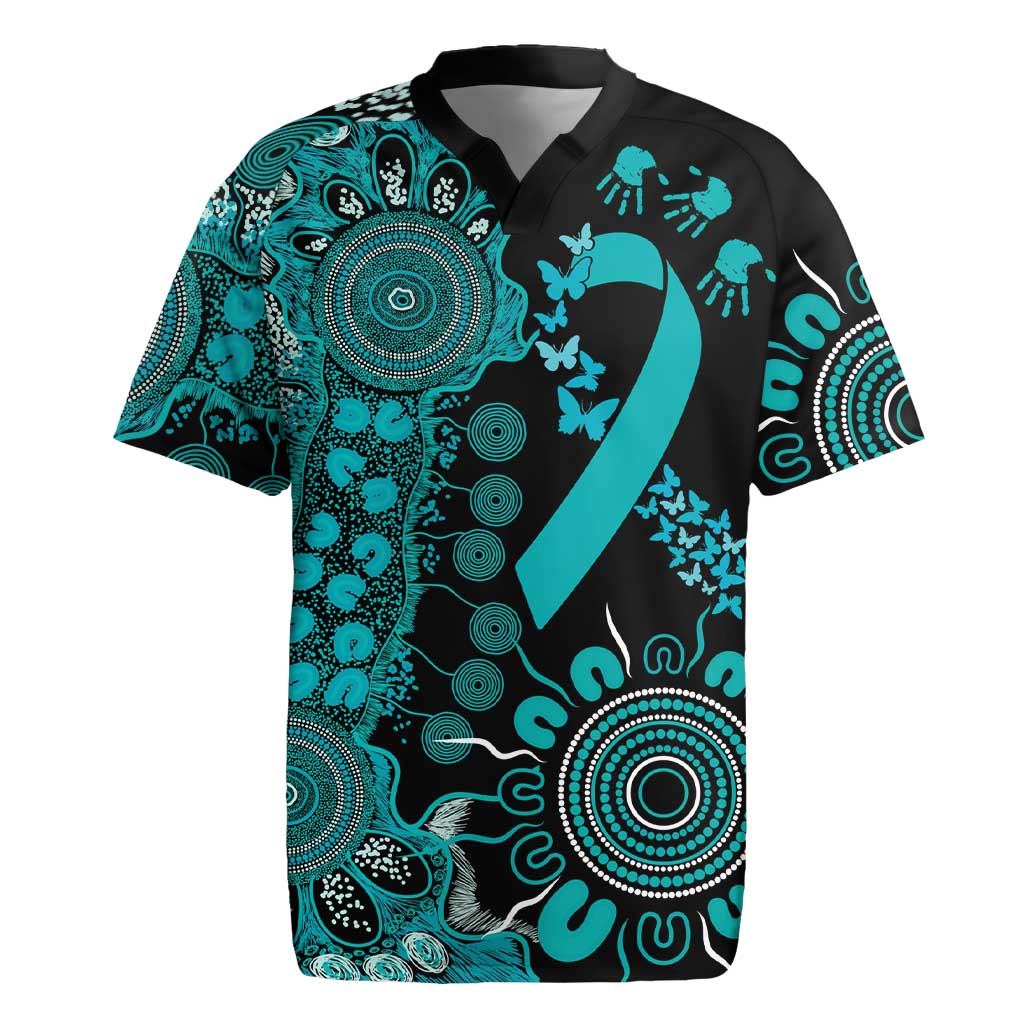 PTSD Awareness Personalised Rugby Jersey Aboriginal Ribbon Dot Painting