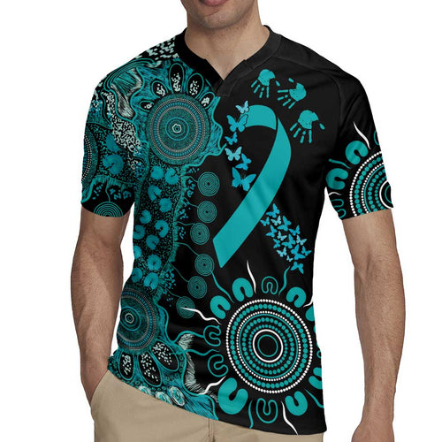 PTSD Awareness Personalised Rugby Jersey Aboriginal Ribbon Dot Painting