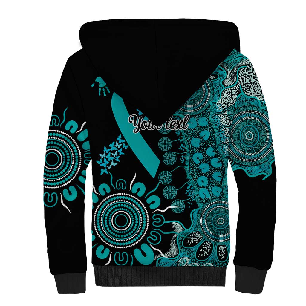 PTSD Awareness Personalised Sherpa Hoodie Aboriginal Ribbon Dot Painting