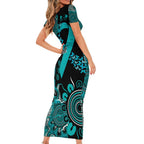 PTSD Awareness Personalised Short Sleeve Bodycon Dress Aboriginal Ribbon Dot Painting