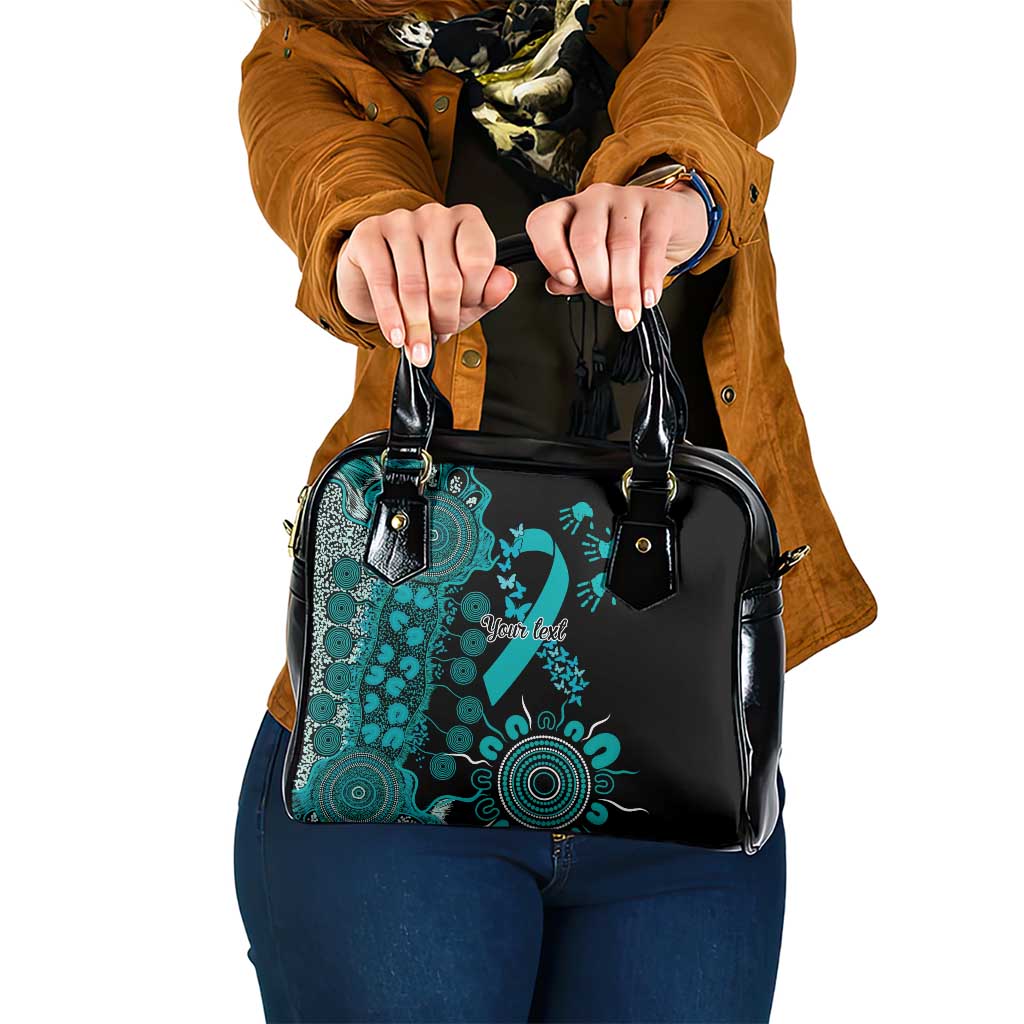 PTSD Awareness Personalised Shoulder Handbag Aboriginal Ribbon Dot Painting