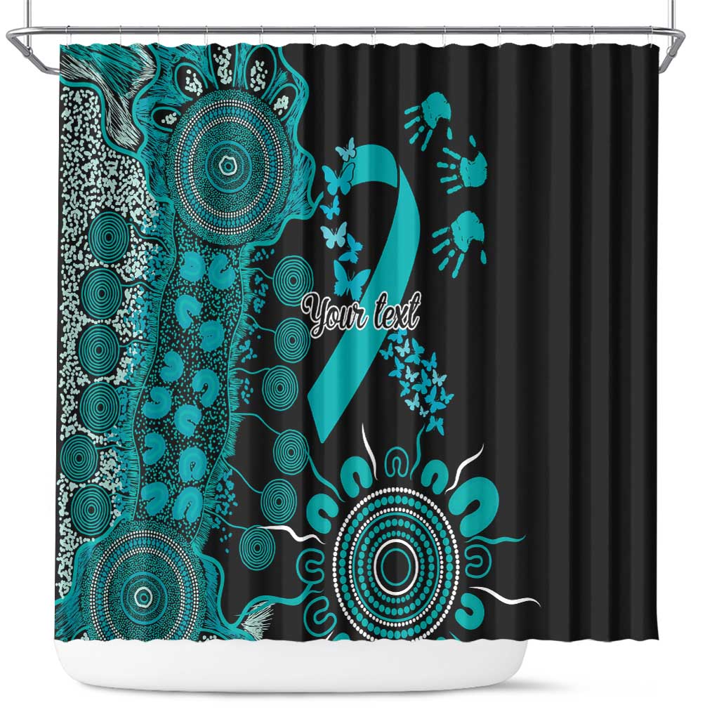 PTSD Awareness Personalised Shower Curtain Aboriginal Ribbon Dot Painting