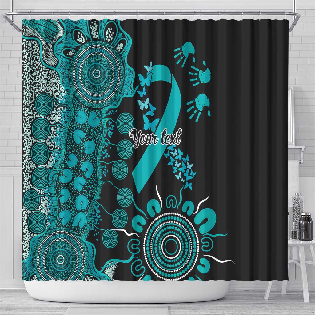 PTSD Awareness Personalised Shower Curtain Aboriginal Ribbon Dot Painting