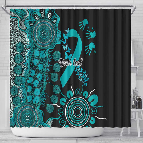 PTSD Awareness Personalised Shower Curtain Aboriginal Ribbon Dot Painting