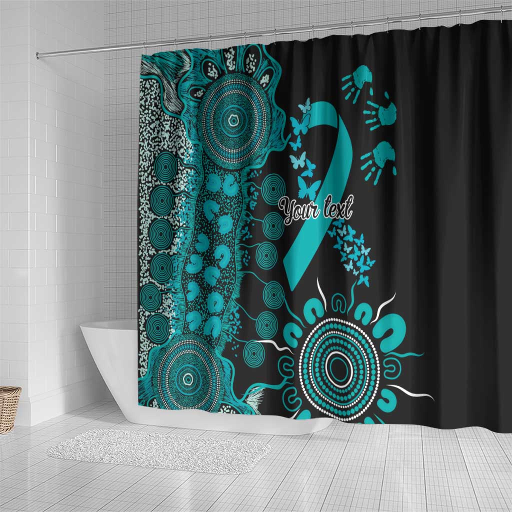 PTSD Awareness Personalised Shower Curtain Aboriginal Ribbon Dot Painting
